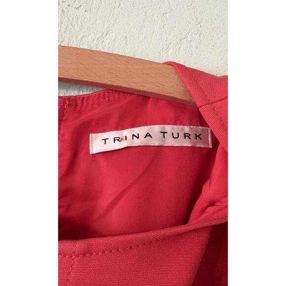 Trina Turk Women’s Medium Coral Sleeveless Dress (Light Blemish On Skirt) - Picture 2 of 4